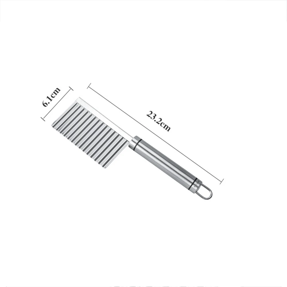 Stainless Steel Potato Slicer Vegetable Crinkle Wavy Cutter With Ergonomic Handle French Fries Knife Handheld Chipper Chopper
Stainless Steel Potato Slicer Vegetable Crinkle Wavy Cutter With Ergonomic Handle French Fries Knife Handheld Chipper Chopper