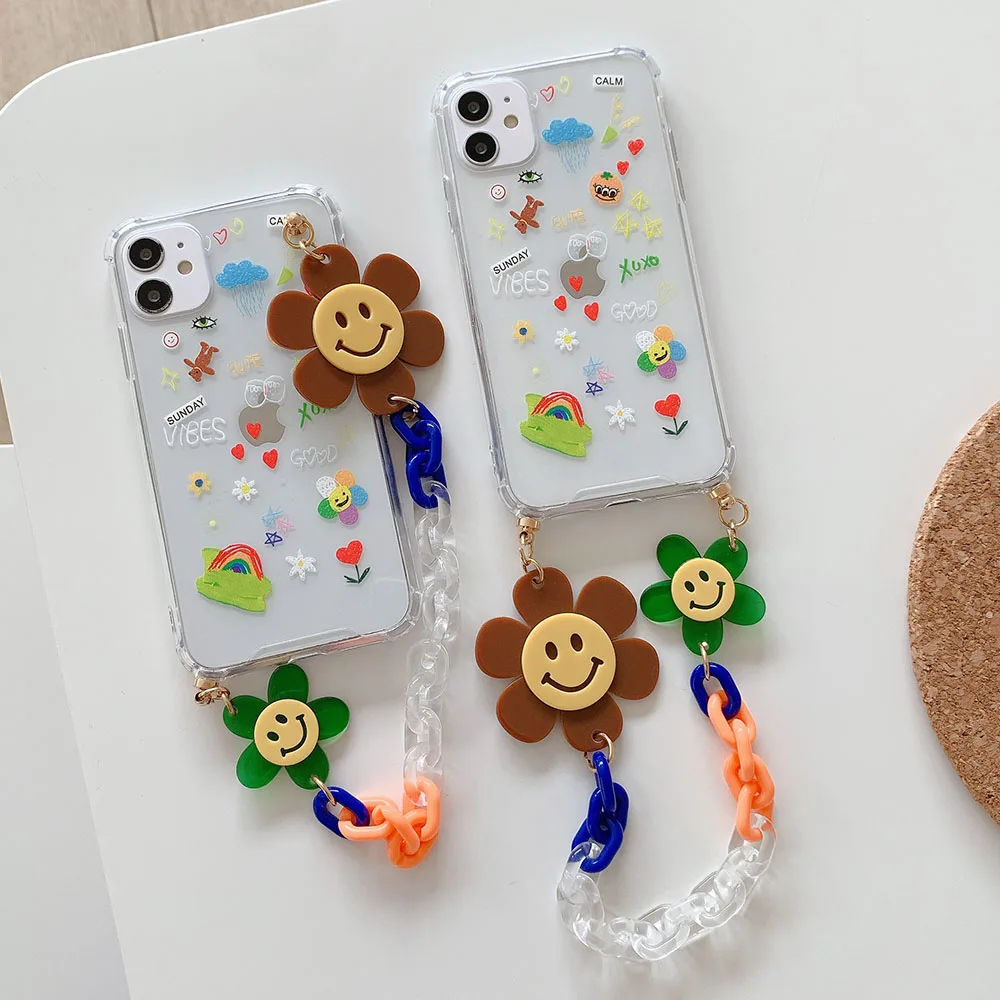 Wrist Chain Phone Case for IPhone 12 Pro Max XR X 7 8 Plus Cute Graffiti Flower Transparent Chain Hanging Case for IPhon 11 SE
Wrist Chain Phone Case for IPhone 12 Pro Max XR X 7 8 Plus Cute Graffiti Flower Transparent Chain Hanging Case for IPhon 11 SE