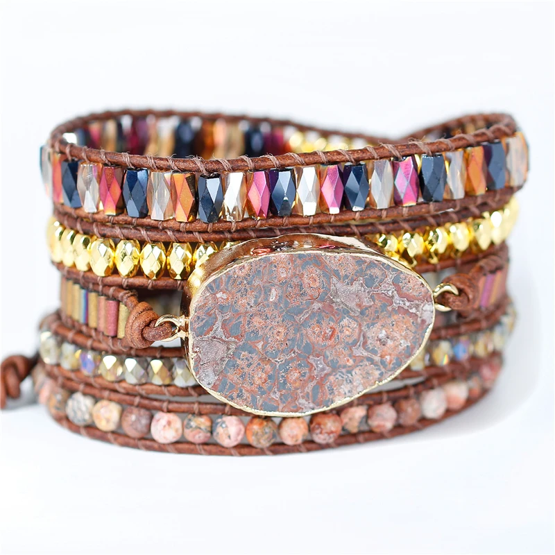 Natural Stone Bracelet Boho 5X Leather Friendship Wrap Bracelet Boho Chic Jewelry Bohemian Bracelet Dropshiping Wholesale
Natural Stone Bracelet Boho 5X Leather Friendship Wrap Bracelet Boho Chic Jewelry Bohemian Bracelet Dropshiping Wholesale