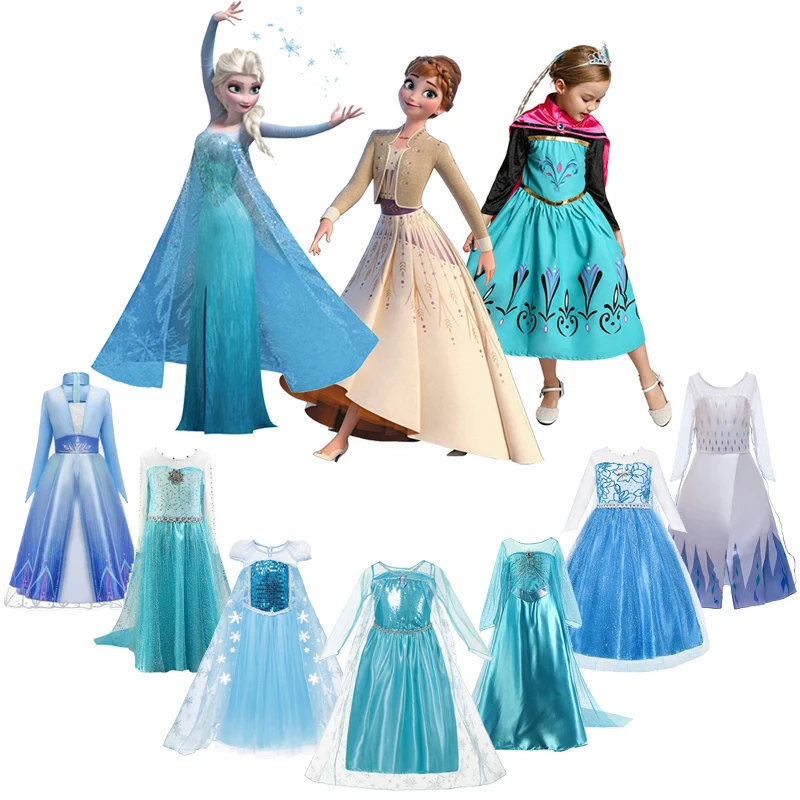 

Disney Princess Snow Queen 2 Elsa Dress For Girls Halloween Party Costume for Kids Cosplay Frozen Anna Elza Vestido Girl Clothes