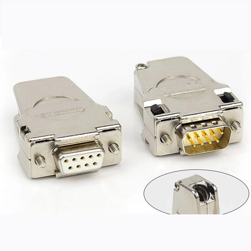 

DB9 Male Plug / Female Socket 45 Degrees Zinc Alloy Shell Kit RS232 9 Pin Serial Port Connector RS485 RS422 COM D-SUB9 Adapter
