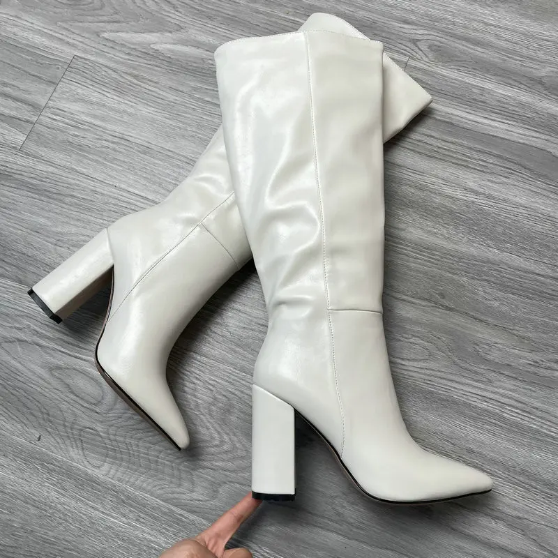 Band Designer Faux Leather Women Wide Knee High Boots Pointed Toe Boots Women Long Chunky Block High Heel Boots Beige Black
Band Designer Faux Leather Women Wide Knee High Boots Pointed Toe Boots Women Long Chunky Block High Heel Boots Beige Black
