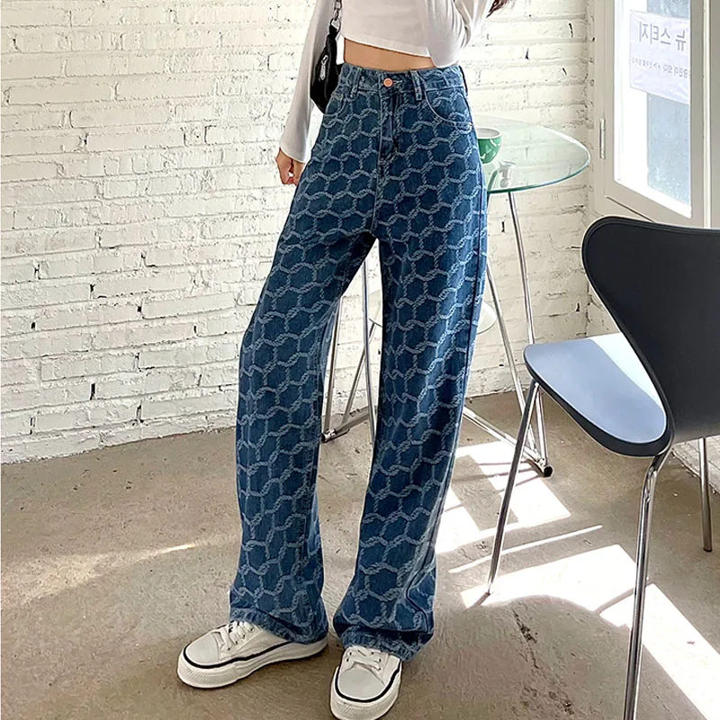 2021 New Casual Argyle Woman Jeans Straight High Waist Pants Plaid Fashion Long Denim Trousers Streetwear
2021 New Casual Argyle Woman Jeans Straight High Waist Pants Plaid Fashion Long Denim Trousers Streetwear