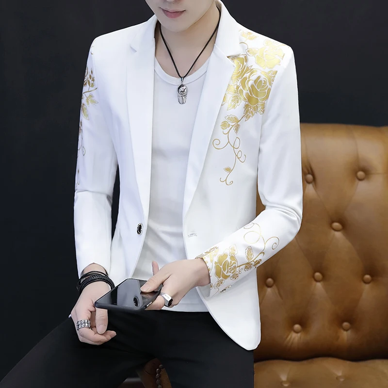 2021 casual stamping printing suit male personality Slim trend spring and autumn handsome youth
2021 casual stamping printing suit male personality Slim trend spring and autumn handsome youth