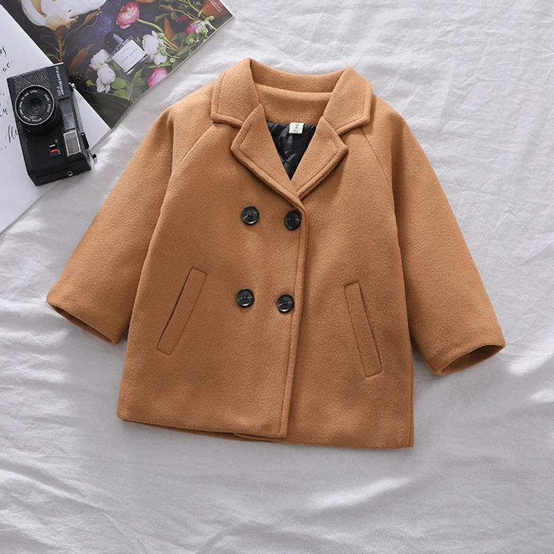 Baby Woolen Coat with Plaid Pattern Double Breasted Pocket Decoration Spring Clothing Korean Style Woolen Coat For Kids
Baby Woolen Coat with Plaid Pattern Double Breasted Pocket Decoration Spring Clothing Korean Style Woolen Coat For Kids