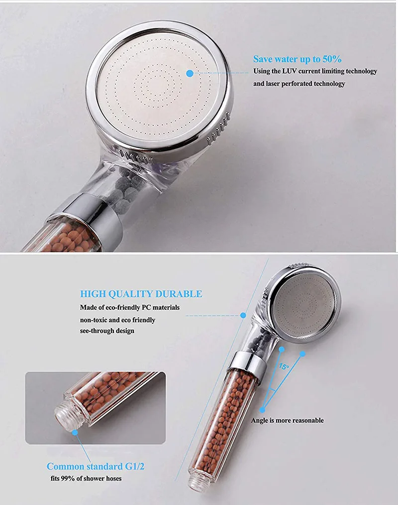 New Arrival 3 Modes SPA Shower Head High Pressure Saving Water Shower Nozzle Premium Bathroom Water Filter 4 Types
New Arrival 3 Modes SPA Shower Head High Pressure Saving Water Shower Nozzle Premium Bathroom Water Filter 4 Types