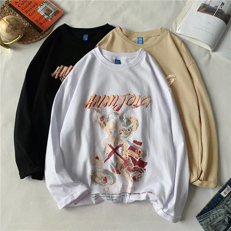 Autumn Harajuku Print Cute Pattern High Street Long-Sleeved Cotton T-Shirt Women Oversized O-Neck Pullover Blouse Thin Sweater
Autumn Harajuku Print Cute Pattern High Street Long-Sleeved Cotton T-Shirt Women Oversized O-Neck Pullover Blouse Thin Sweater