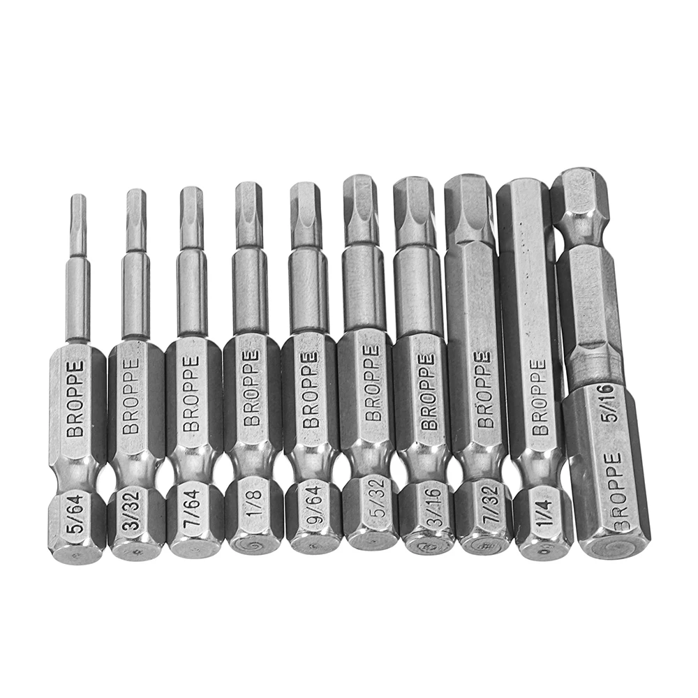 Broppe 10pcs SAE 5/64-5/16 Inch Hex Head Screwdriver Bit 1/4 Inch Hex Shank Magnetic Screwdriver Bit Hand Tools
Broppe 10pcs SAE 5/64-5/16 Inch Hex Head Screwdriver Bit 1/4 Inch Hex Shank Magnetic Screwdriver Bit Hand Tools