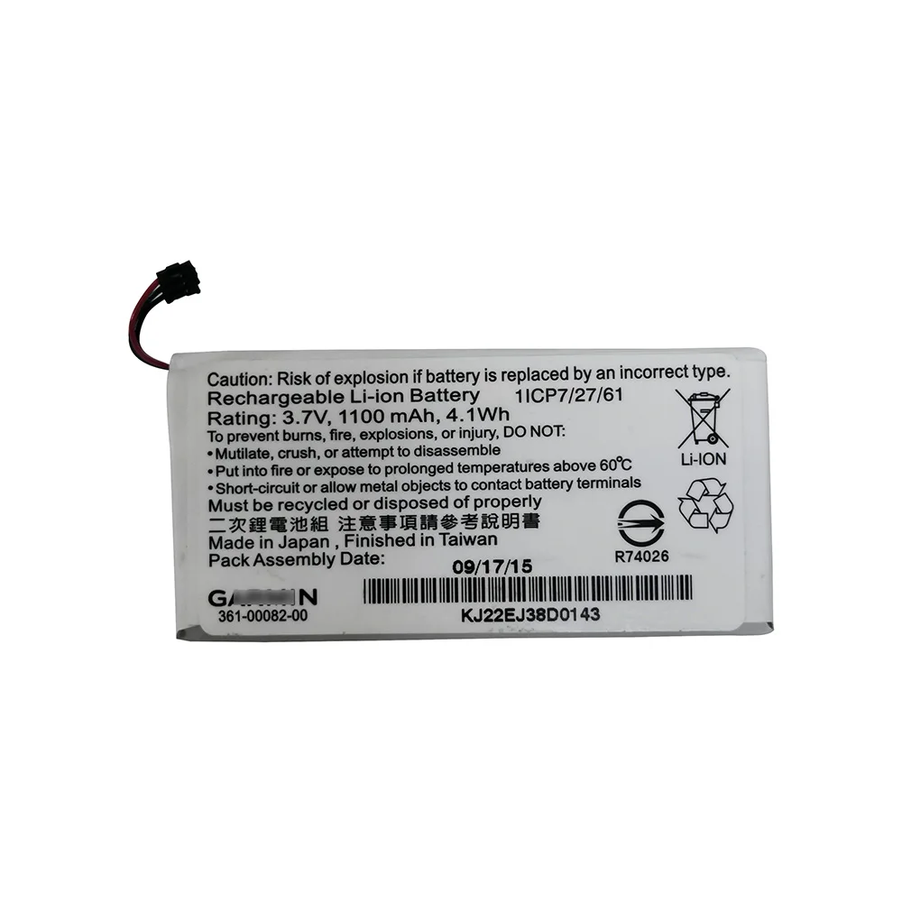 Li-ion Battery 361-00082-00 For GARMIN VARIA TL Battery 1100mAh Car Lights Bicycle Lighting Components Repair Part 
Li-ion Battery 361-00082-00 For GARMIN VARIA TL Battery 1100mAh Car Lights Bicycle Lighting Components Repair Part