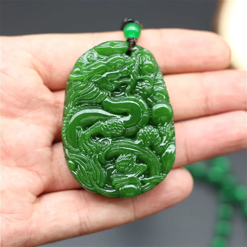 Natural Green Jade Dragon Pendant Necklace Chinese Hand-Carved Charm Jadeite Jewellery Fashion Amulet for Men Women Lucky Gifts
Natural Green Jade Dragon Pendant Necklace Chinese Hand-Carved Charm Jadeite Jewellery Fashion Amulet for Men Women Lucky Gifts