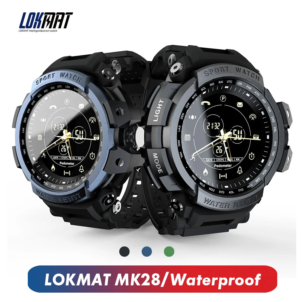 

LOKMAT MK28 Smart Watch Waterproof Fitness Tracker Pedometer Reminder Bluetooth Smartwatch 12 Months Standby For iOS Android