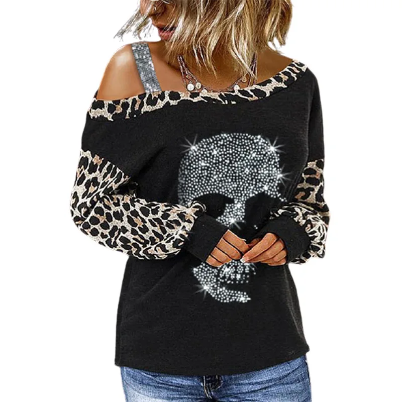 Women's Fashion T-Shirt Long Sleeved Off Shoulder Leopard Printed Oversized Shirts Female Loose Casual Tops
Women's Fashion T-Shirt Long Sleeved Off Shoulder Leopard Printed Oversized Shirts Female Loose Casual Tops