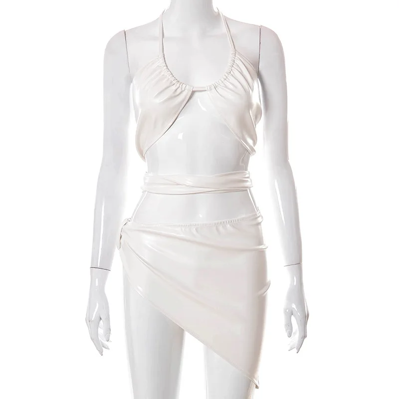 Sexy Irregular Two Piece Set Women Mini Skirts with Halter Top Club Outfits Summer Rave Festival Clothing
Sexy Irregular Two Piece Set Women Mini Skirts with Halter Top Club Outfits Summer Rave Festival Clothing