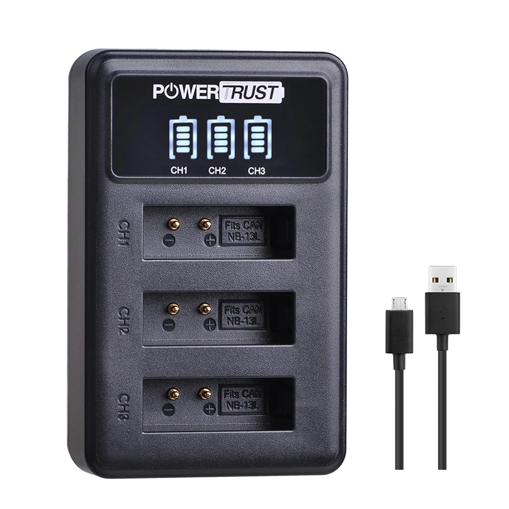 USB зарядное устройство со светодиодсветодиодный подсветкой 3 слота 13L NB13L для Canon G7