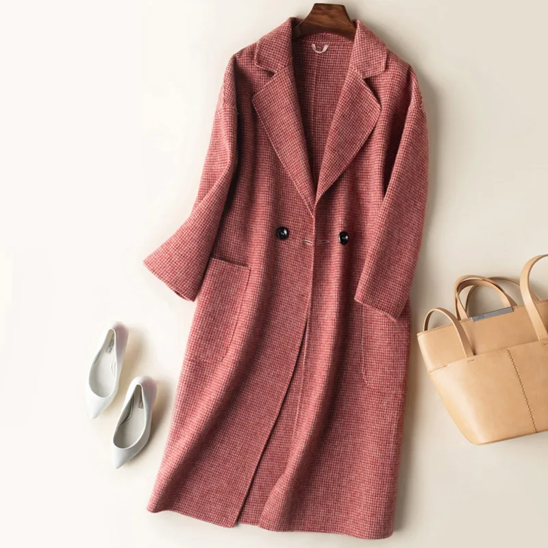 Actumn Winter New Double Faced Overcoat Women's Medium and Long Thousand Bird Plaid Woolen Coat Wool Coat Fashion Warm Outwear
Actumn Winter New Double Faced Overcoat Women's Medium and Long Thousand Bird Plaid Woolen Coat Wool Coat Fashion Warm Outwear