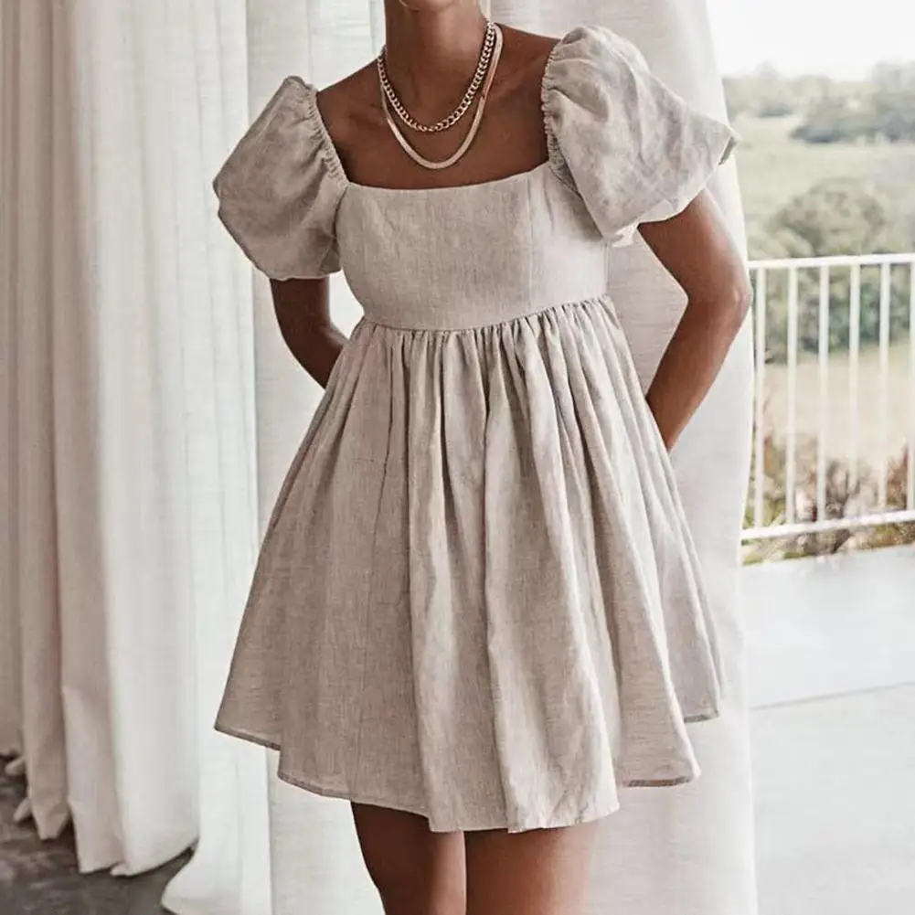 Casual Short Dress Puff Sleeve Loose Khaki Women High Waist A-line Dress for Vacation Sexy Summer Ladies Dresses 2021 Vestido
Casual Short Dress Puff Sleeve Loose Khaki Women High Waist A-line Dress for Vacation Sexy Summer Ladies Dresses 2021 Vestido