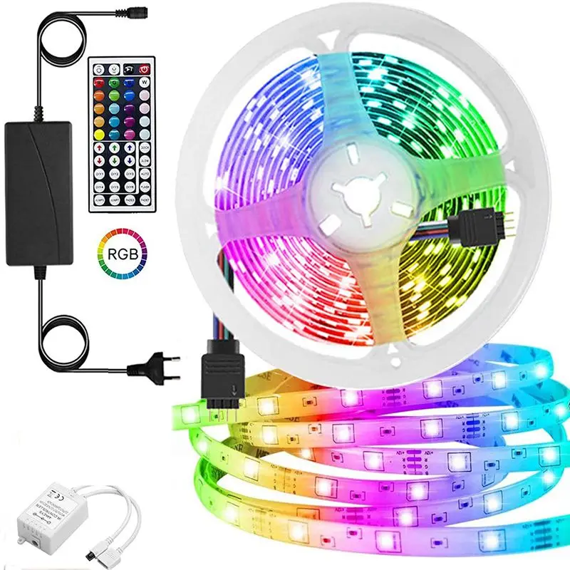 JY RGB LED Strip Light Flexible Lamp SMD 5050 12V LED light strip with remote control + adapter 60LED/M color changing 44 key
JY RGB LED Strip Light Flexible Lamp SMD 5050 12V LED light strip with remote control + adapter 60LED/M color changing 44 key