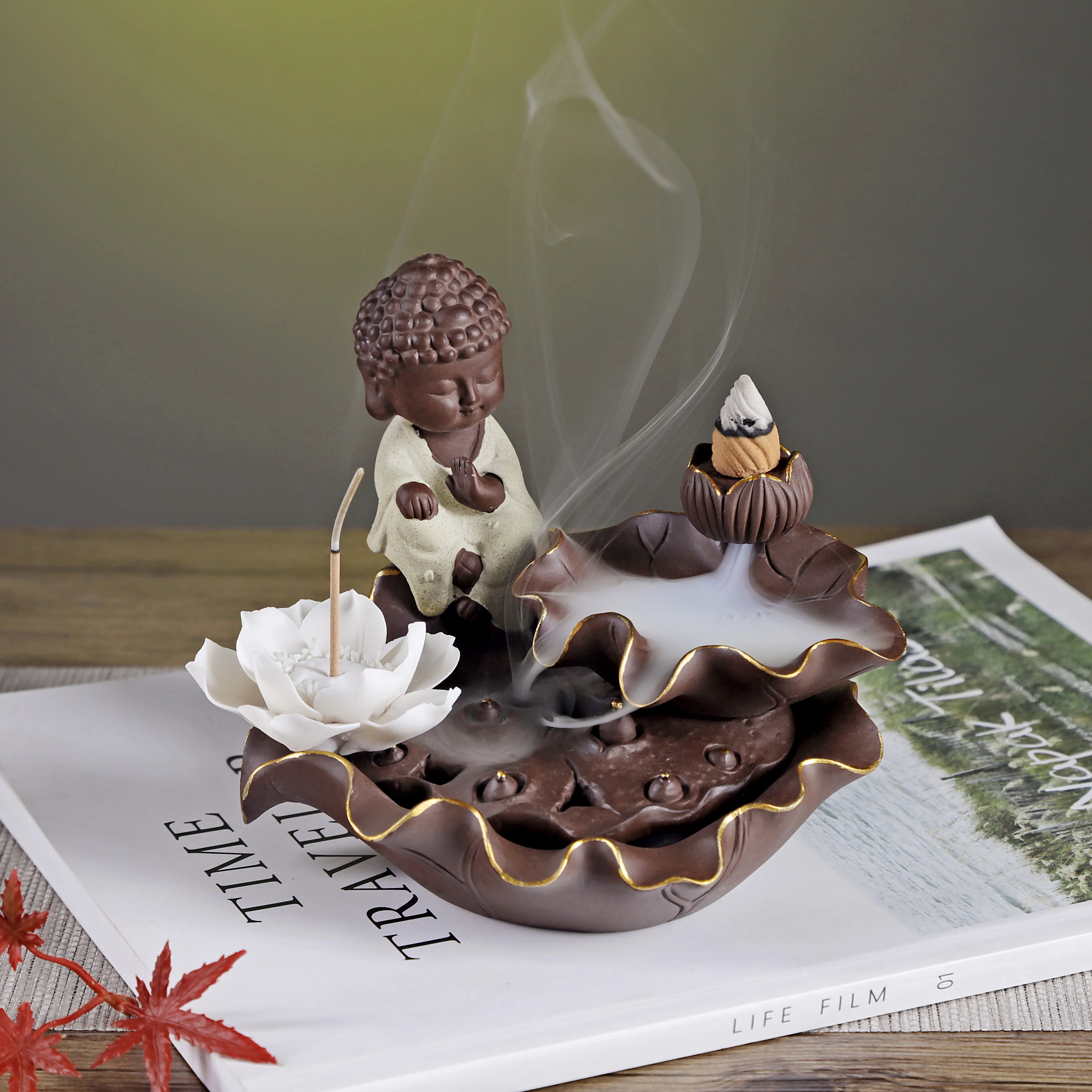 Ceramic Backflow Insence Burner Vintage Arabic Incense Houder Smoke Fountain Lotus Aromatherapy Lamp Diffuser AC50NB | Дом и сад