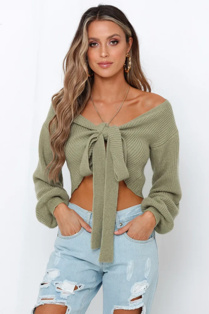 Autumn and Winter New Pure Color Knitted Casual Bow Loose and Sexy Wear Versatile Sweater Women's Wear
Autumn and Winter New Pure Color Knitted Casual Bow Loose and Sexy Wear Versatile Sweater Women's Wear