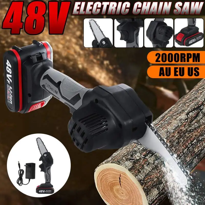 4 inch Cordless Electric Chainsaw Mini Electric Saw Portable Electric Pruning Saw 48V Rechargeable Wood Cutter Woodworking Tools
4 inch Cordless Electric Chainsaw Mini Electric Saw Portable Electric Pruning Saw 48V Rechargeable Wood Cutter Woodworking Tools
