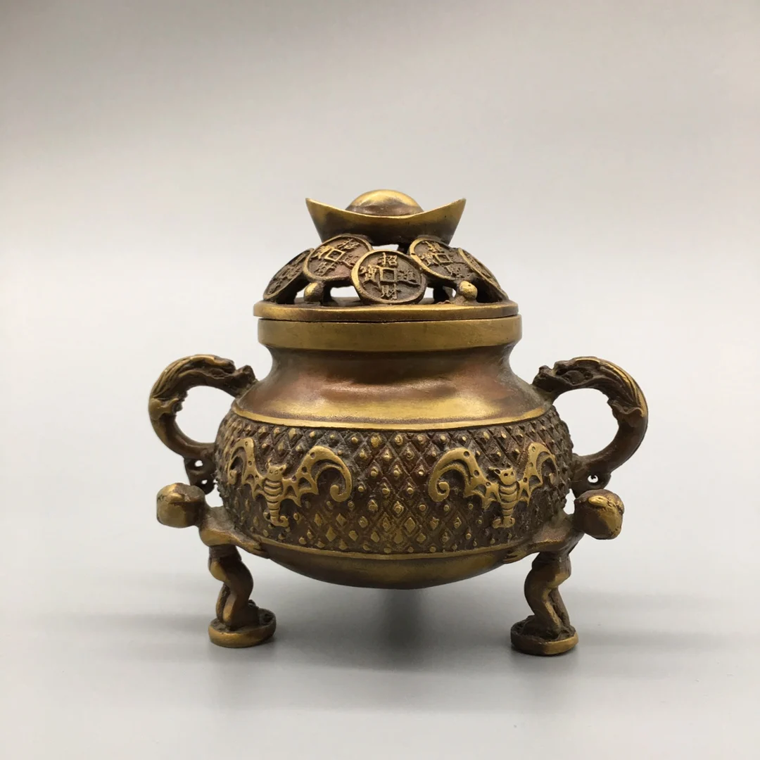 

China Collect Copper Sculpture Bring In Wealth And Treasure SandalWood Incense Burner Metal Crafts Home Decoration