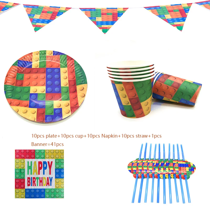 Building Blocks Party Birthday Party Disposable Tableware Set Paper Plates Cups Napkins Colorful Brick Baby Shower Banner Decor
Building Blocks Party Birthday Party Disposable Tableware Set Paper Plates Cups Napkins Colorful Brick Baby Shower Banner Decor