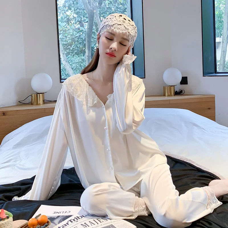 Пижама для женщин, комплект из 2 предметов, новинка 2021, женская пижама, новинка 2021, Шелковый кружевной милый домашний костюм из вискозы с длин...
Пижама для женщин, комплект из 2 предметов, новинка 2021, женская пижама, новинка 2021, Шелковый кружевной милый домашний костюм из вискозы с длин...