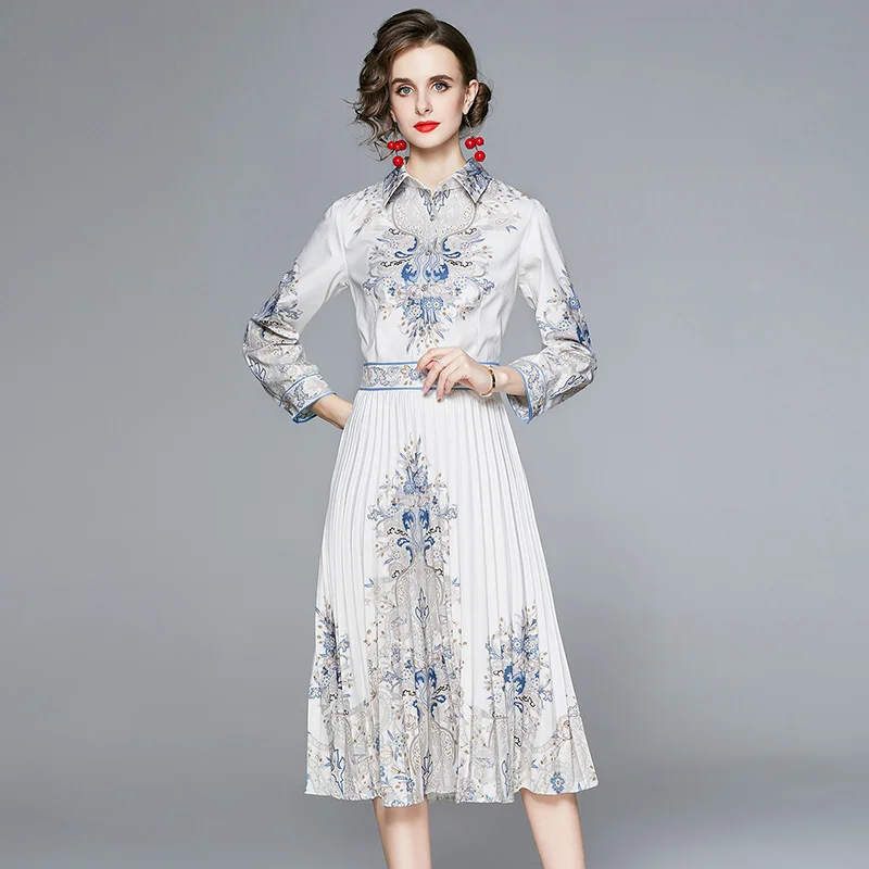 New Elegant Women Autumn Floral Printed Pleated Dress Runway Dresses 2020 Women High Quality A-line Midi Party Beach Dress
New Elegant Women Autumn Floral Printed Pleated Dress Runway Dresses 2020 Women High Quality A-line Midi Party Beach Dress