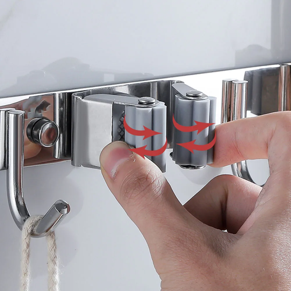 Broom Mop Holder Wall Mount Stainless Steel Mop Hanger Organizer 3 Racks 4 Hooks for Bathroom Garden HG99
Broom Mop Holder Wall Mount Stainless Steel Mop Hanger Organizer 3 Racks 4 Hooks for Bathroom Garden HG99