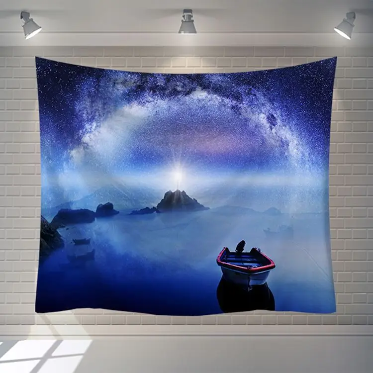 

Ocean Starry Sky Tapestry Wall Hanging Boat Home Decoration Psychedelic Wall Background Cloth Tapestries Seascape Wall Blanket