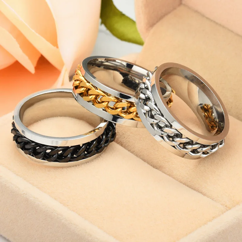 New Simple Stainless Steel Rotatable Men's Ring High Quality Punk Ladies Jewelry Party Gift Personality Domineering Chain Ring
New Simple Stainless Steel Rotatable Men's Ring High Quality Punk Ladies Jewelry Party Gift Personality Domineering Chain Ring