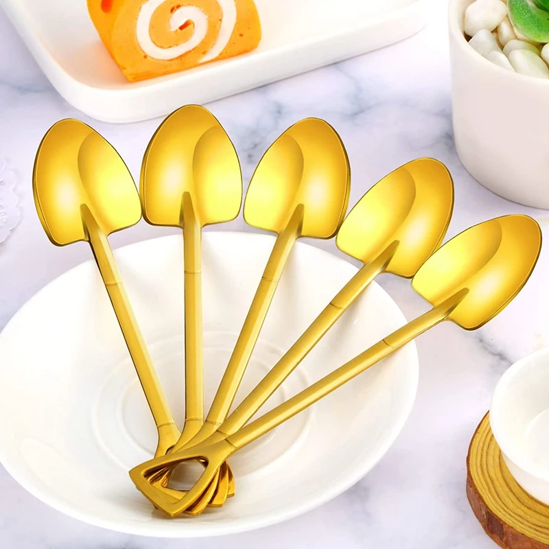 Gold Shovel Shape Spoons Stainless Steel Shovel Shape Coffee Ice Cream Dessert Spoons for Home and Party 8 Pieces
Gold Shovel Shape Spoons Stainless Steel Shovel Shape Coffee Ice Cream Dessert Spoons for Home and Party 8 Pieces