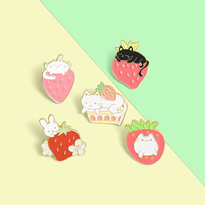 Strawberry Cat Enamel Pin Sweet Cake Bunny Rabbit Kitty Brooches for Women Animal Lapel Pin Badge Jewelry Gift 2021 Wholesale
Strawberry Cat Enamel Pin Sweet Cake Bunny Rabbit Kitty Brooches for Women Animal Lapel Pin Badge Jewelry Gift 2021 Wholesale