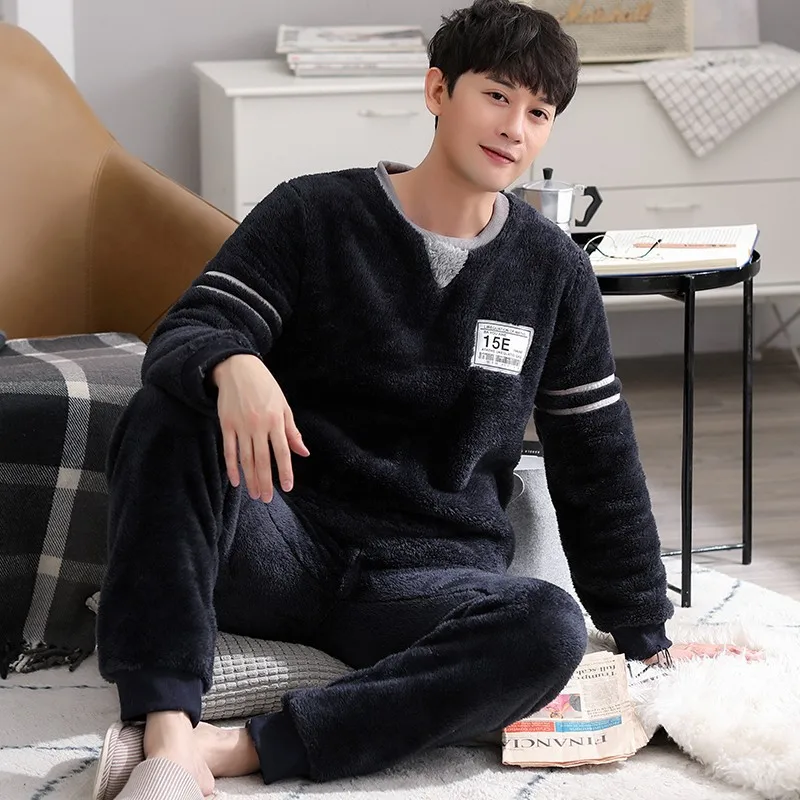 Winter Men's Pajamas Suit Flannel Sleepwear Fashion Letter O-Neck Pyjamas Thick Warm Mens Lounge Wear Korean Homewear Nightwear
Winter Men's Pajamas Suit Flannel Sleepwear Fashion Letter O-Neck Pyjamas Thick Warm Mens Lounge Wear Korean Homewear Nightwear