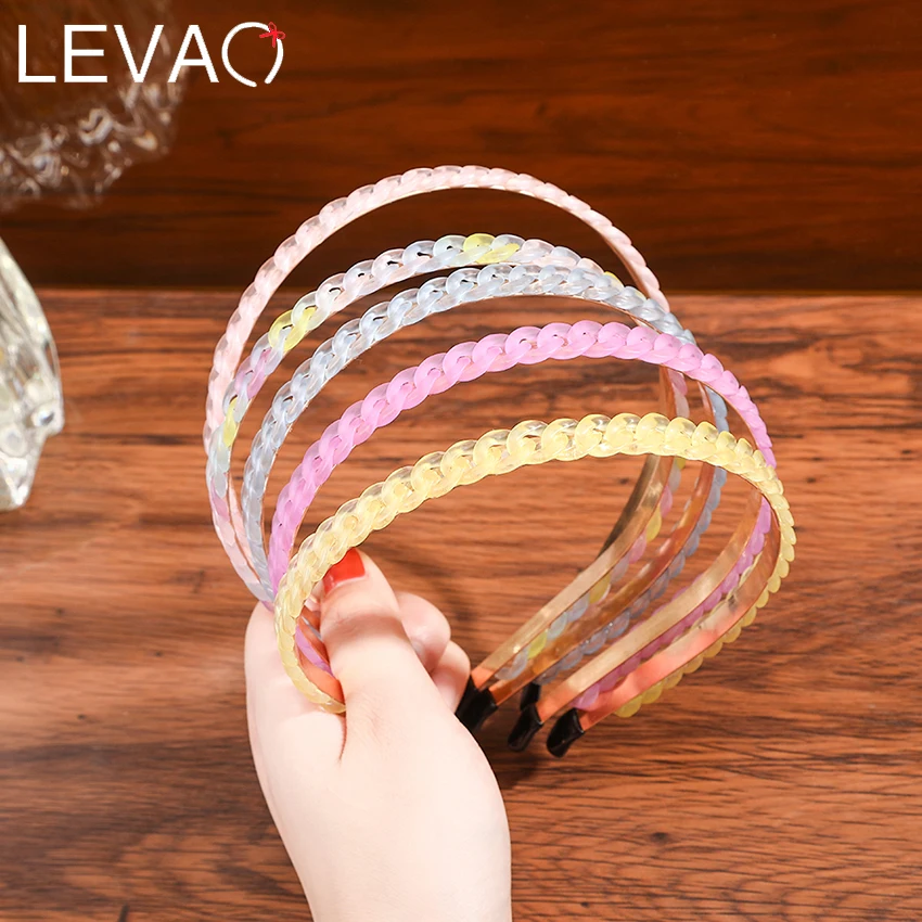 LEVAO, новинка, чистый цвет, полупрозрачная цепочка, обруч для волос, украшение для девочки, эластичная повязка на голову, тонкая секция, осенни... 
LEVAO, новинка, чистый цвет, полупрозрачная цепочка, обруч для волос, украшение для девочки, эластичная повязка на голову, тонкая секция, осенни...