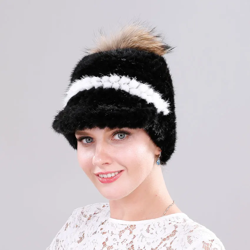 Fashion Thicken Hat Winter Style Mink Fur Knitting Natural Animals With Cute Pompon Cap Patchwork Color Cool Woman Peaked Cap
Fashion Thicken Hat Winter Style Mink Fur Knitting Natural Animals With Cute Pompon Cap Patchwork Color Cool Woman Peaked Cap