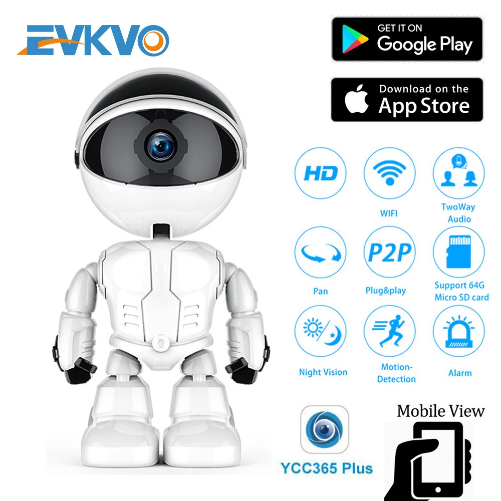 EVKVO 1080P wi fi камера для облачной системы охраны дома IP Камера робот интеллигентая