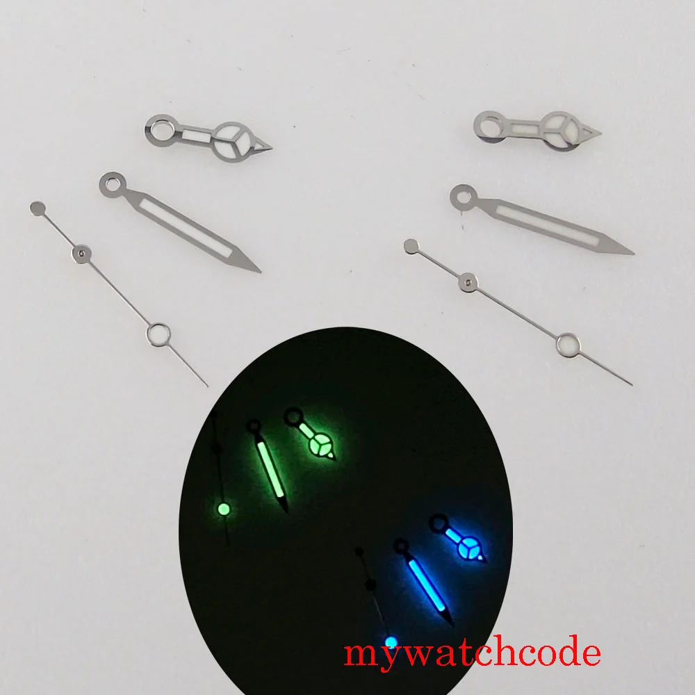 

Wristwatch Replacement Parts Watch Hands Set Neddles For NH35 NH36 Automatic Movement Green or Blue Luminous