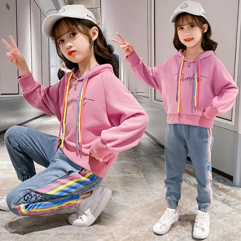 Комплект детской одежды, джинсы с капюшоном, детский спортивный костюм, новый осенний костюм для девочек, детские спортивные костюмы, одежд... 
Комплект детской одежды, джинсы с капюшоном, детский спортивный костюм, новый осенний костюм для девочек, детские спортивные костюмы, одежд...