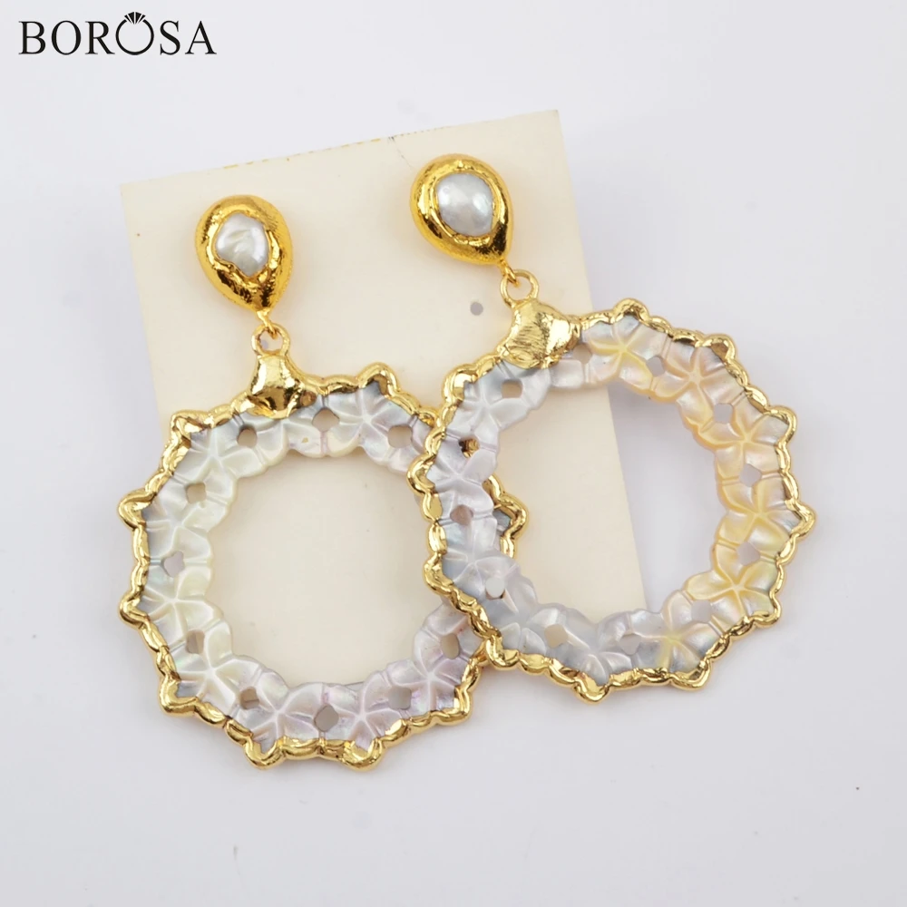 Женские серьги BOROSA, 3/5 пар, с золотым покрытием, ручной резной цветок, натуральный пресноводный жемчуг, ювелирные изделия для женщин
Женские серьги BOROSA, 3/5 пар, с золотым покрытием, ручной резной цветок, натуральный пресноводный жемчуг, ювелирные изделия для женщин