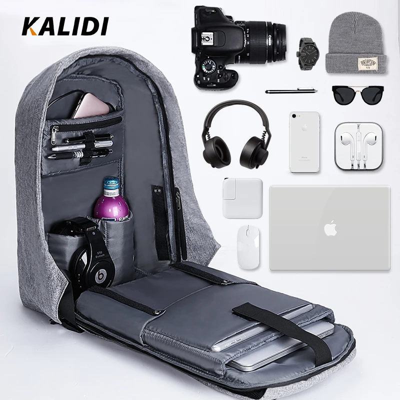 Kalidi 17.3 дюймов Anti Theft ноутбук рюкзак Для мужчин USB зарядка Тетрадь для подростков