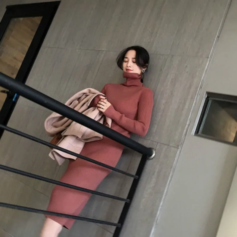 HSTAR Turtleneck Knitted Dress Female Autumn New Over-the-knee One-piece Korean Slim Slim Retro Simple Bottoming Dress Wild
HSTAR Turtleneck Knitted Dress Female Autumn New Over-the-knee One-piece Korean Slim Slim Retro Simple Bottoming Dress Wild