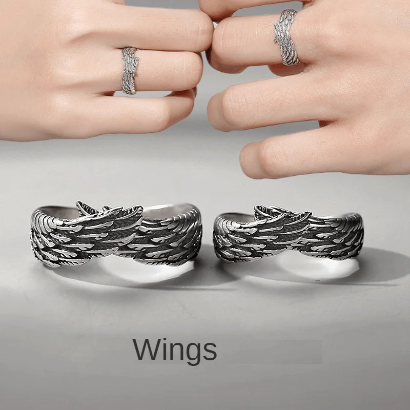 Real 925 sterling silver fashion jewelry angel wings couple ring men women sterling silver Thai silver feather wings ring wide
Real 925 sterling silver fashion jewelry angel wings couple ring men women sterling silver Thai silver feather wings ring wide