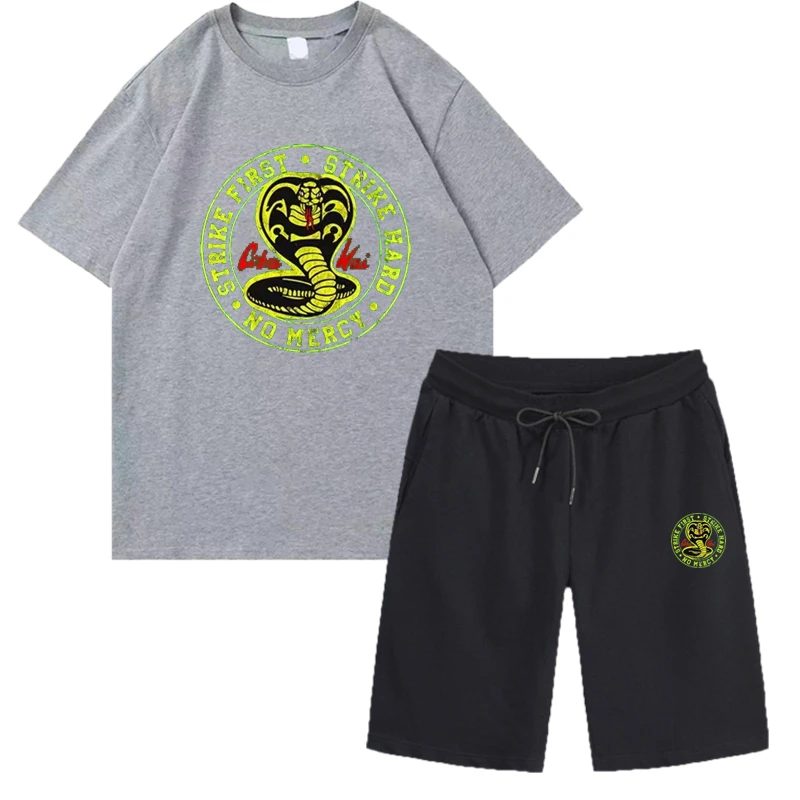 Cobra Kai Men T-Shirt + Shorts Set Strike First Strike Hard No Mercy Tshirt Shirt Suits Cotton Summer Top Short Sleeves Tees
Cobra Kai Men T-Shirt + Shorts Set Strike First Strike Hard No Mercy Tshirt Shirt Suits Cotton Summer Top Short Sleeves Tees
