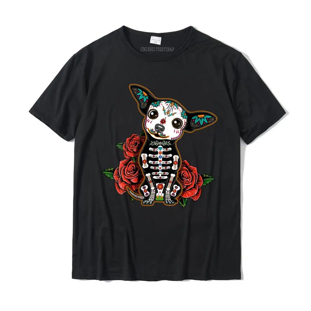 

Womens Chihuahua dia de los muertos day of the dead Dog sugar skull T-Shirt Europe Tees Cotton Mens Top T-shirts Europe Cute