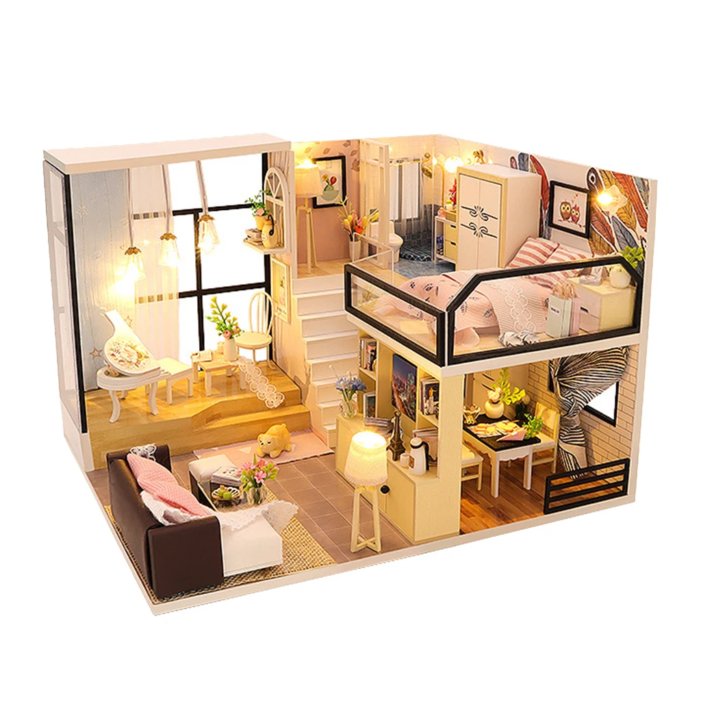 DIY Handcraft Miniature Dollhouse with Realistic Furniture w/ LED Light Wooden Cottage Doll House Self Assembly Model
DIY Handcraft Miniature Dollhouse with Realistic Furniture w/ LED Light Wooden Cottage Doll House Self Assembly Model