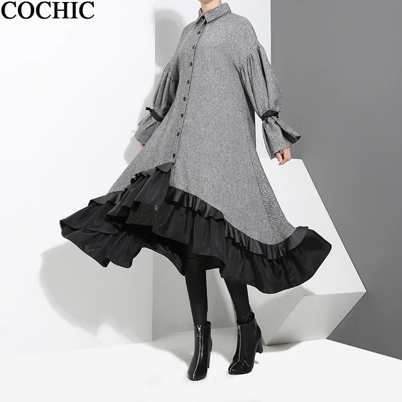 Original Design Women Fashion Spring Autumn temperament Lace Ruffles Stitching Dresses Button long sleeve shirt dress
Original Design Women Fashion Spring Autumn temperament Lace Ruffles Stitching Dresses Button long sleeve shirt dress