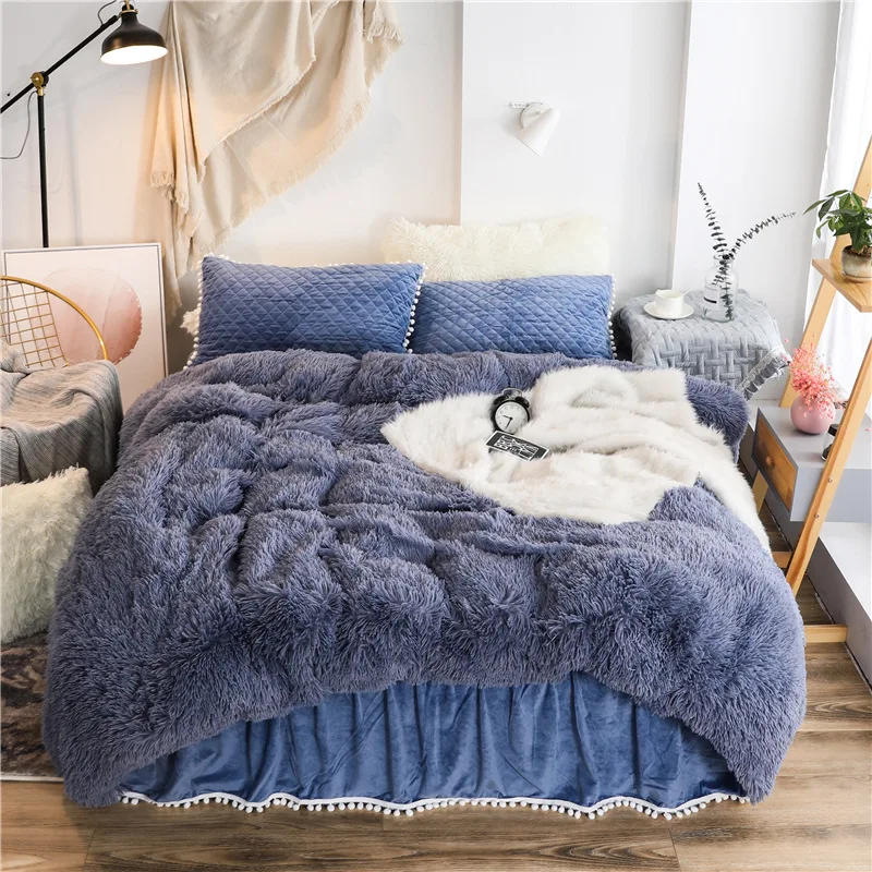 Winter Thicken Bedding Set Long Hair Mink Fleece Bed Set Bedskirt+pillowcase&duvet Cover Flannel Velvet Bedpread Bed Linen Set
Winter Thicken Bedding Set Long Hair Mink Fleece Bed Set Bedskirt+pillowcase&duvet Cover Flannel Velvet Bedpread Bed Linen Set