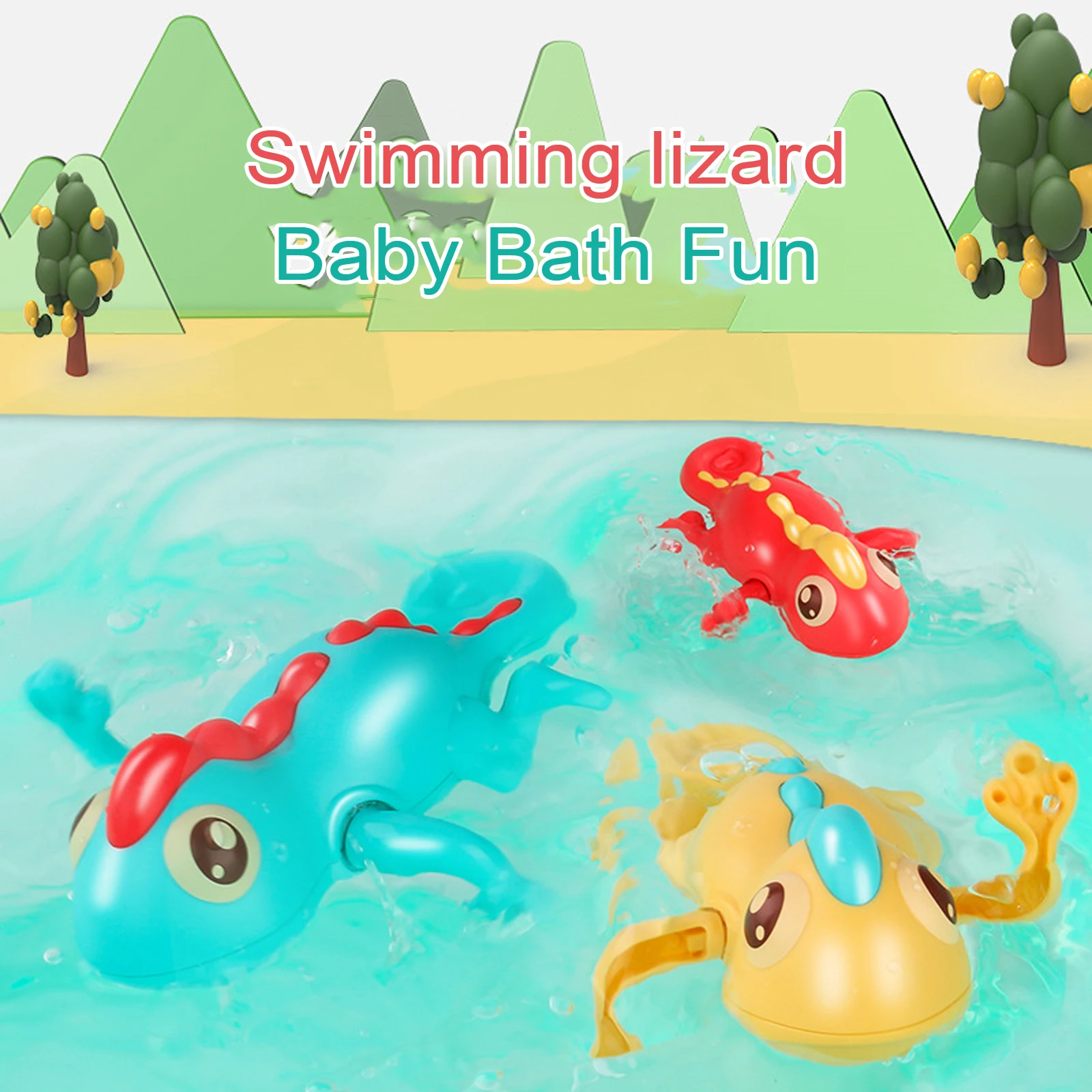 Baby Toddlers Bath Toys Bathroom Cartoon Lizard Toy with Bright Colors Bottom Clockwork Swimming Little Lizard for Infant
Baby Toddlers Bath Toys Bathroom Cartoon Lizard Toy with Bright Colors Bottom Clockwork Swimming Little Lizard for Infant