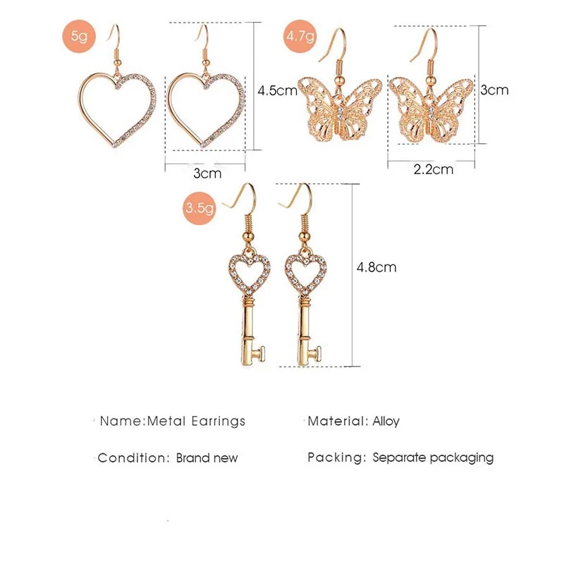 Fashion Earrings Creative Cute Small Love Earrings For Women Alloy Butterfly Keys Pendant Earring For Female Jewelry Gift
Fashion Earrings Creative Cute Small Love Earrings For Women Alloy Butterfly Keys Pendant Earring For Female Jewelry Gift
